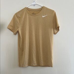 Nike Short Sleeve Tee in Tan with White Swoosh